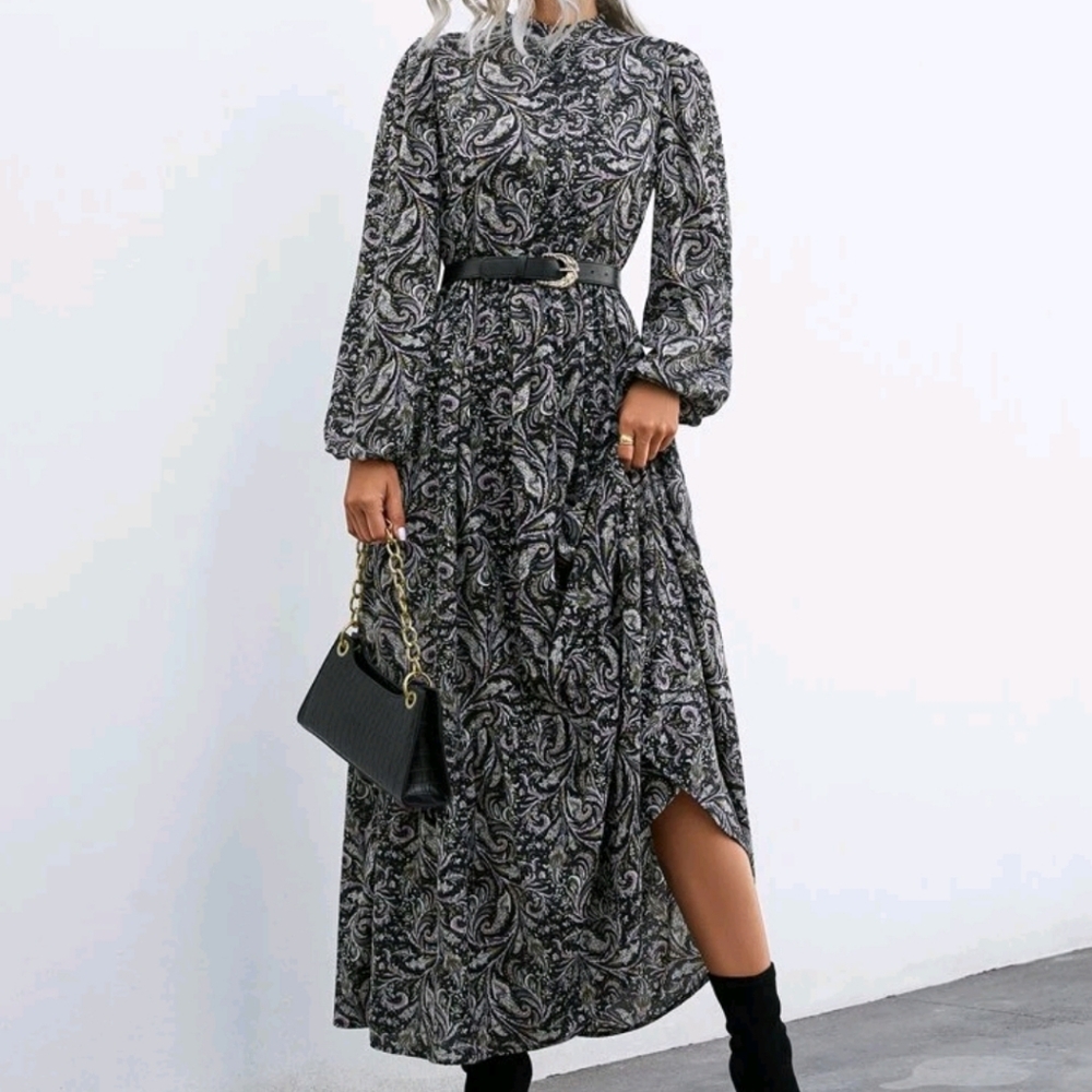 Holidaya Allover Print Button Front Dress Without Belt